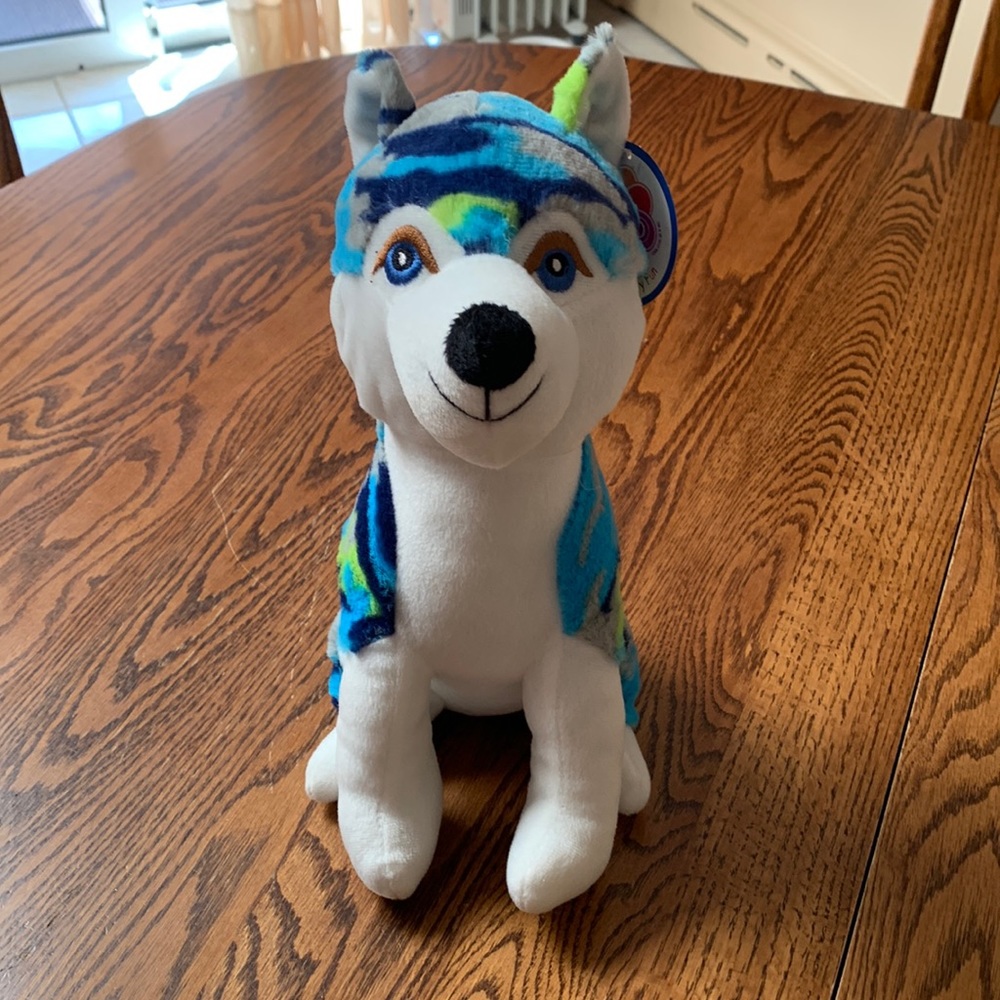 colorful husky stuffed animal
